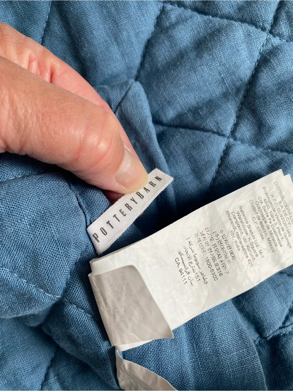 Pottery barn Belgian Flax linen diamond quilt full/queen